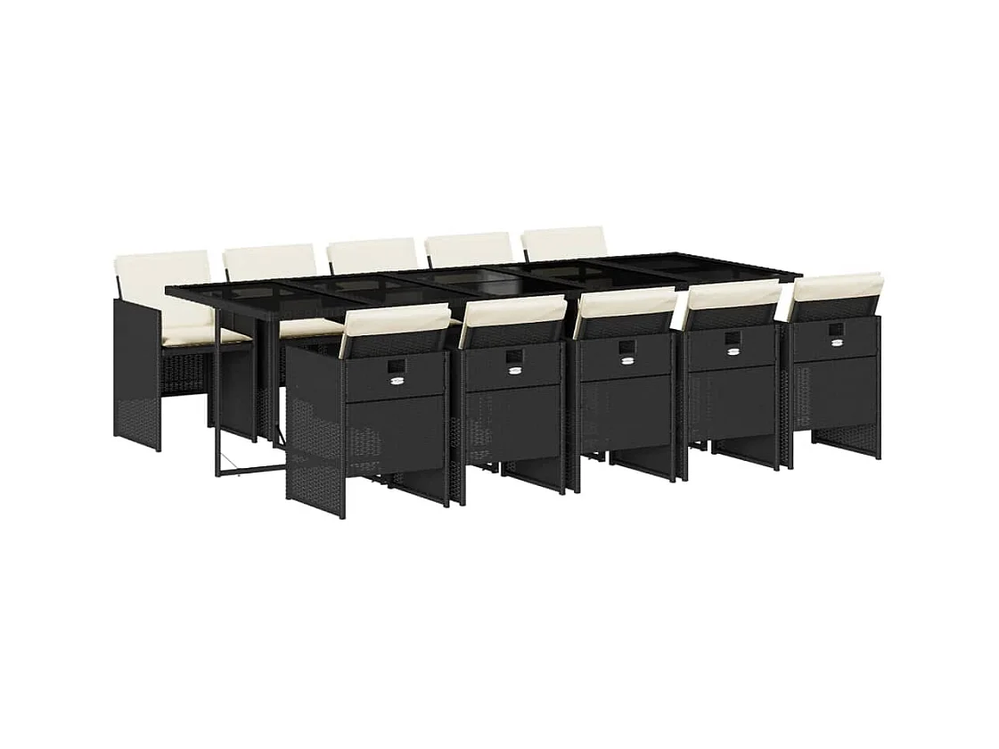 Jesse  11-delige Tuinset met kussens poly rattan zwart