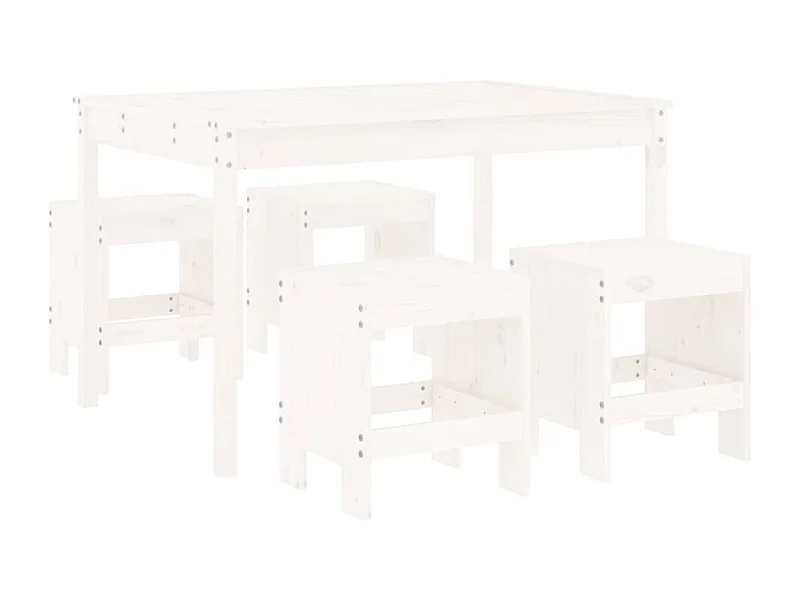 Châteauroux  Ensemble à manger de jardin 5pcs blanc bois massif de pin