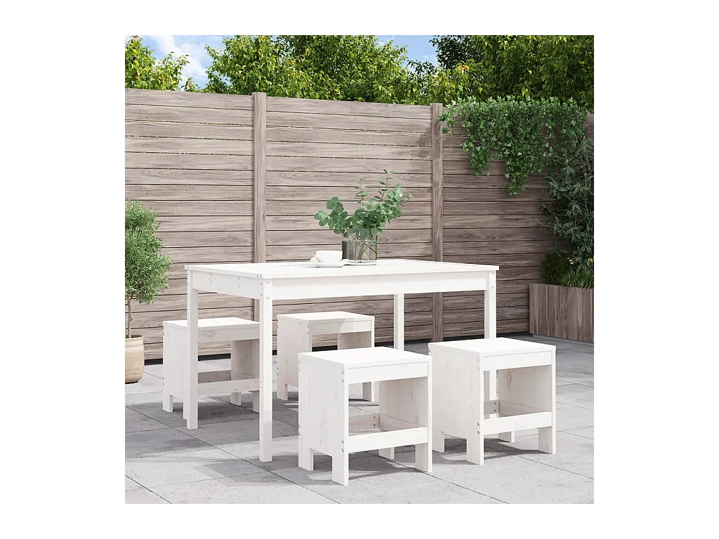 Châteauroux  Ensemble à manger de jardin 5pcs blanc bois massif de pin