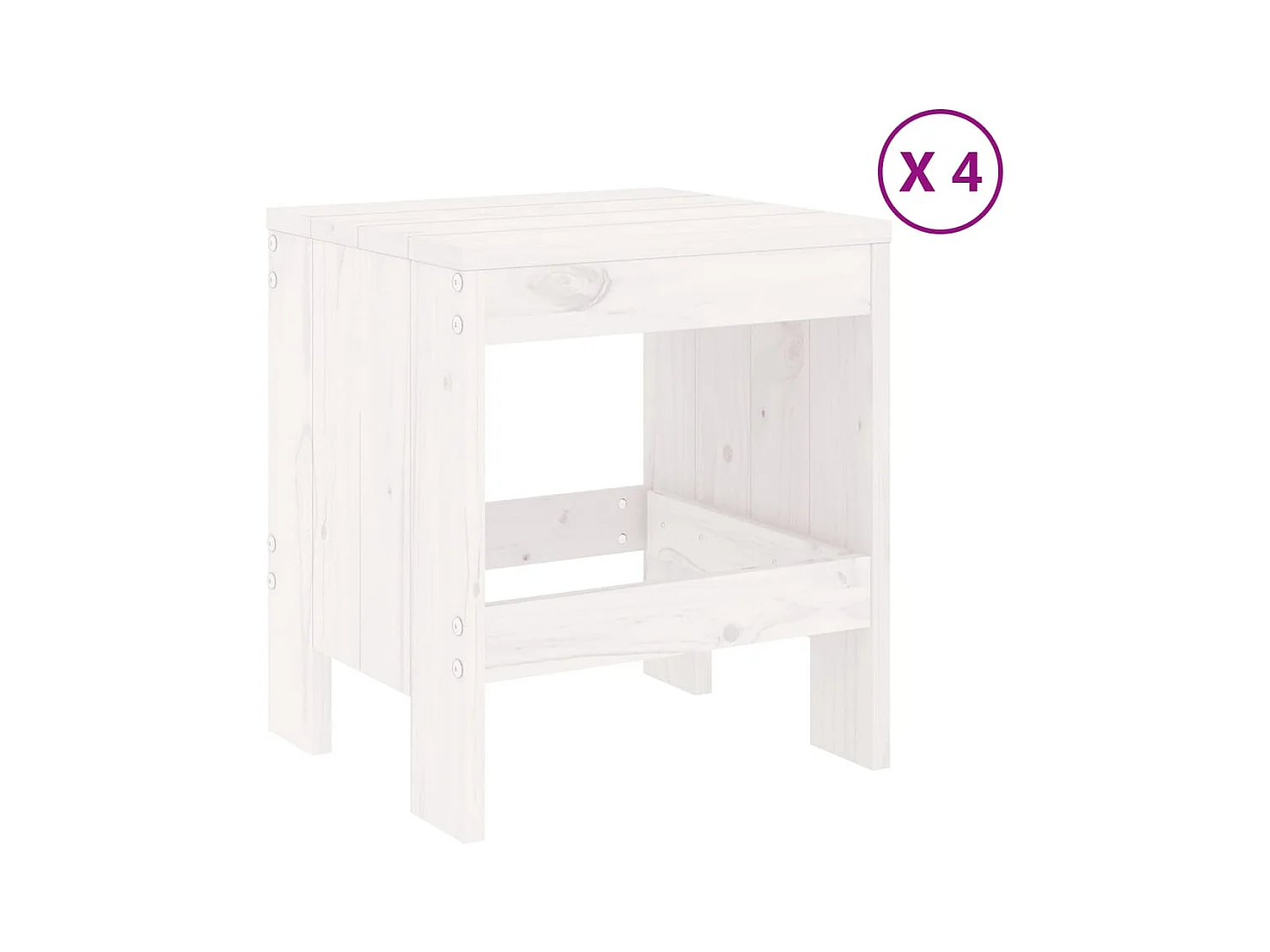 Châteauroux  Ensemble à manger de jardin 5pcs blanc bois massif de pin