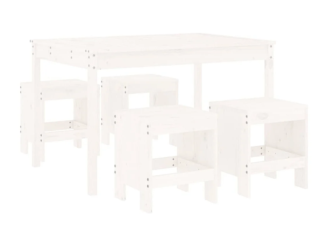 Châteauroux  Ensemble à manger de jardin 5pcs blanc bois massif de pin