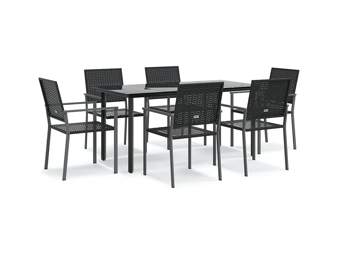 Timothy Scott  Ensemble à manger de jardin 7 pcs résine tressée acier