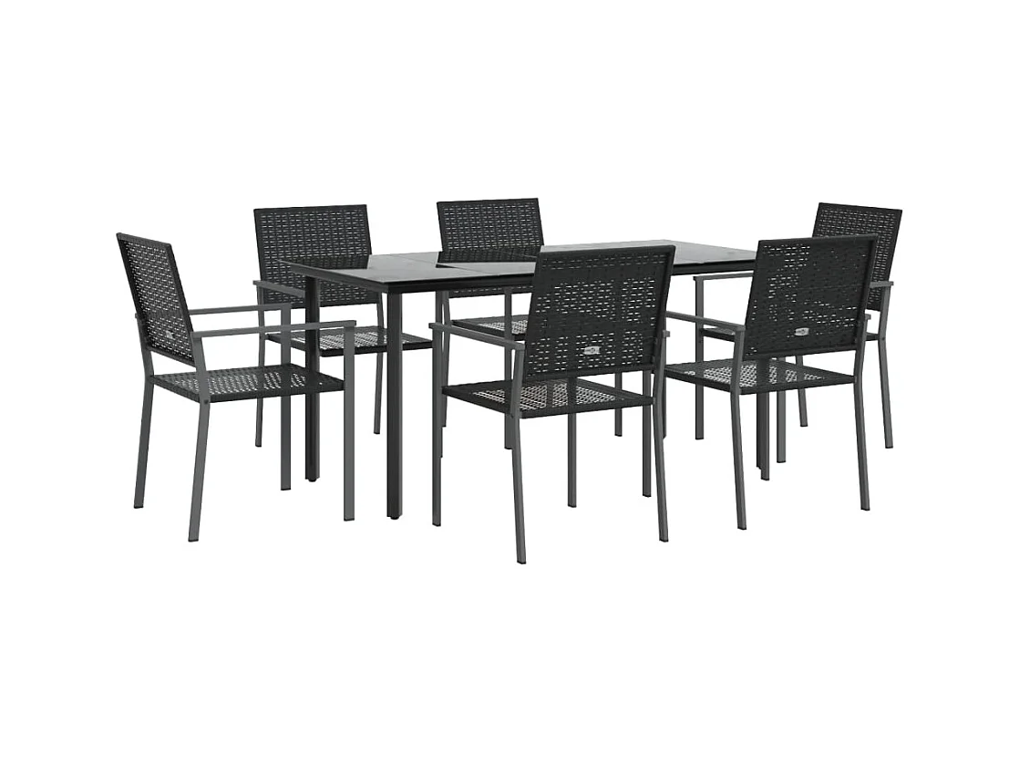 Timothy Scott  Ensemble à manger de jardin 7 pcs résine tressée acier