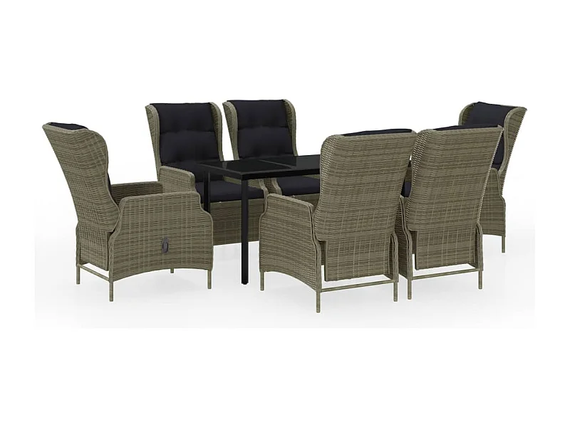 Santa Rosa  Ensemble à manger de jardin 7 pcs Marron