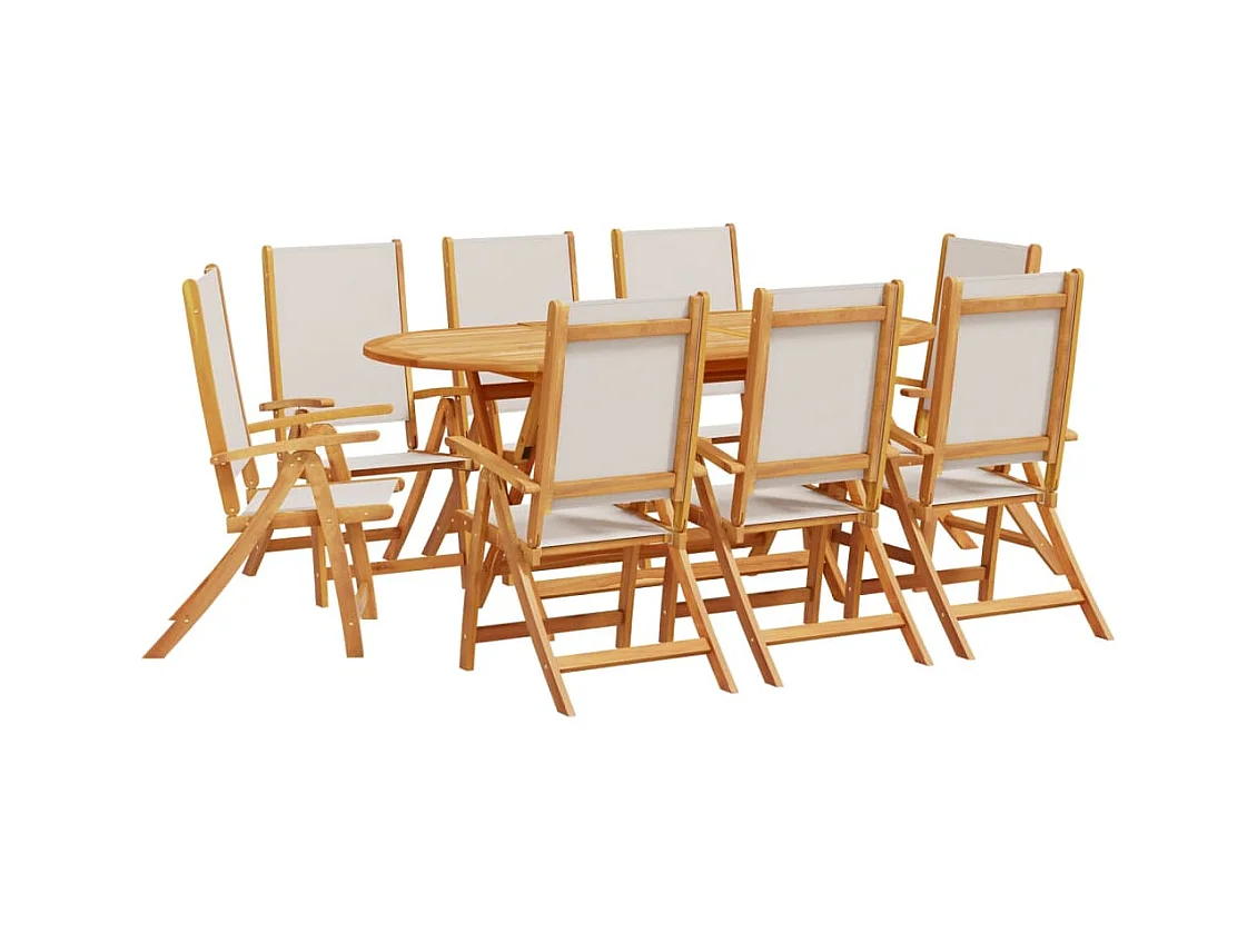 Fjorda  Juego comedor de jardín 9 pzas madera maciza acacia y textileno