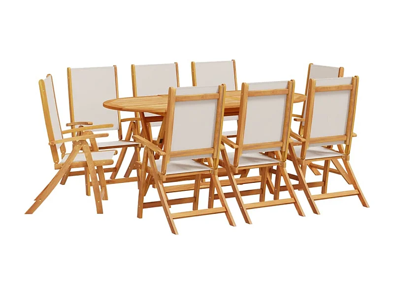 Fjorda  Ensemble à manger de jardin 9pcs bois d'acacia solide textilène