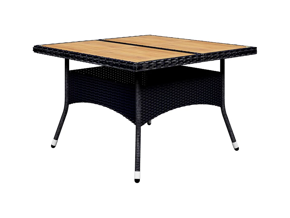 Deerlijk  Set de comedor de jardín 9 pzas ratán PE y madera acacia negro