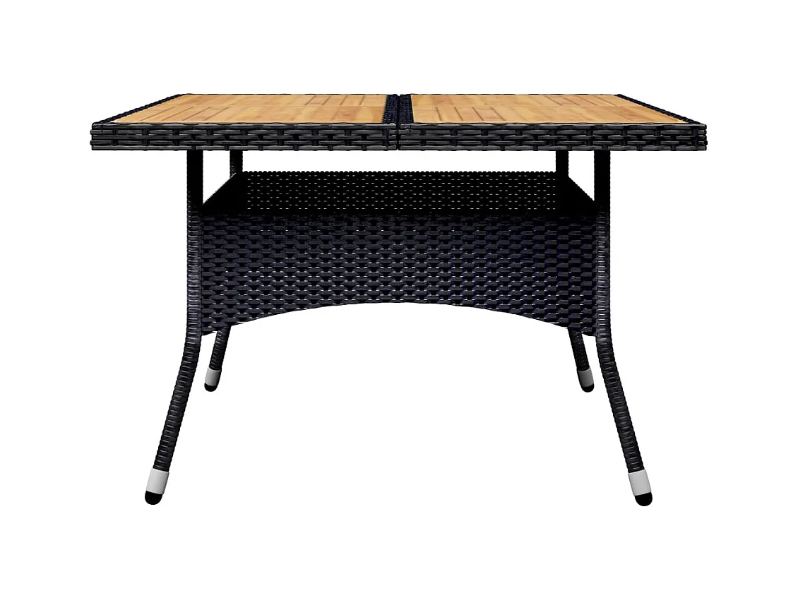 Deerlijk  Set de comedor de jardín 9 pzas ratán PE y madera acacia negro