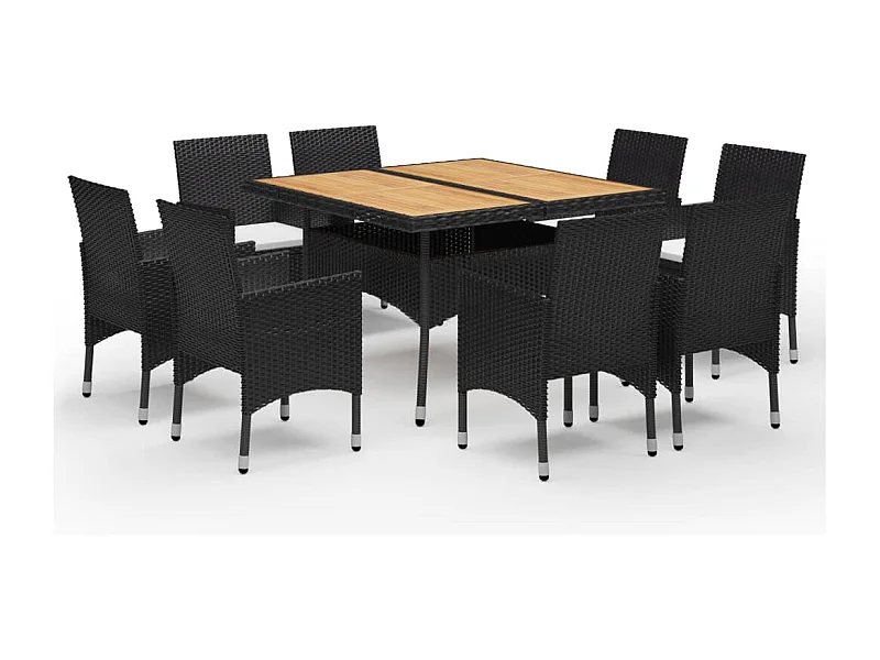 Deerlijk  9-delige Tuinset poly rattan en acaciahout zwart