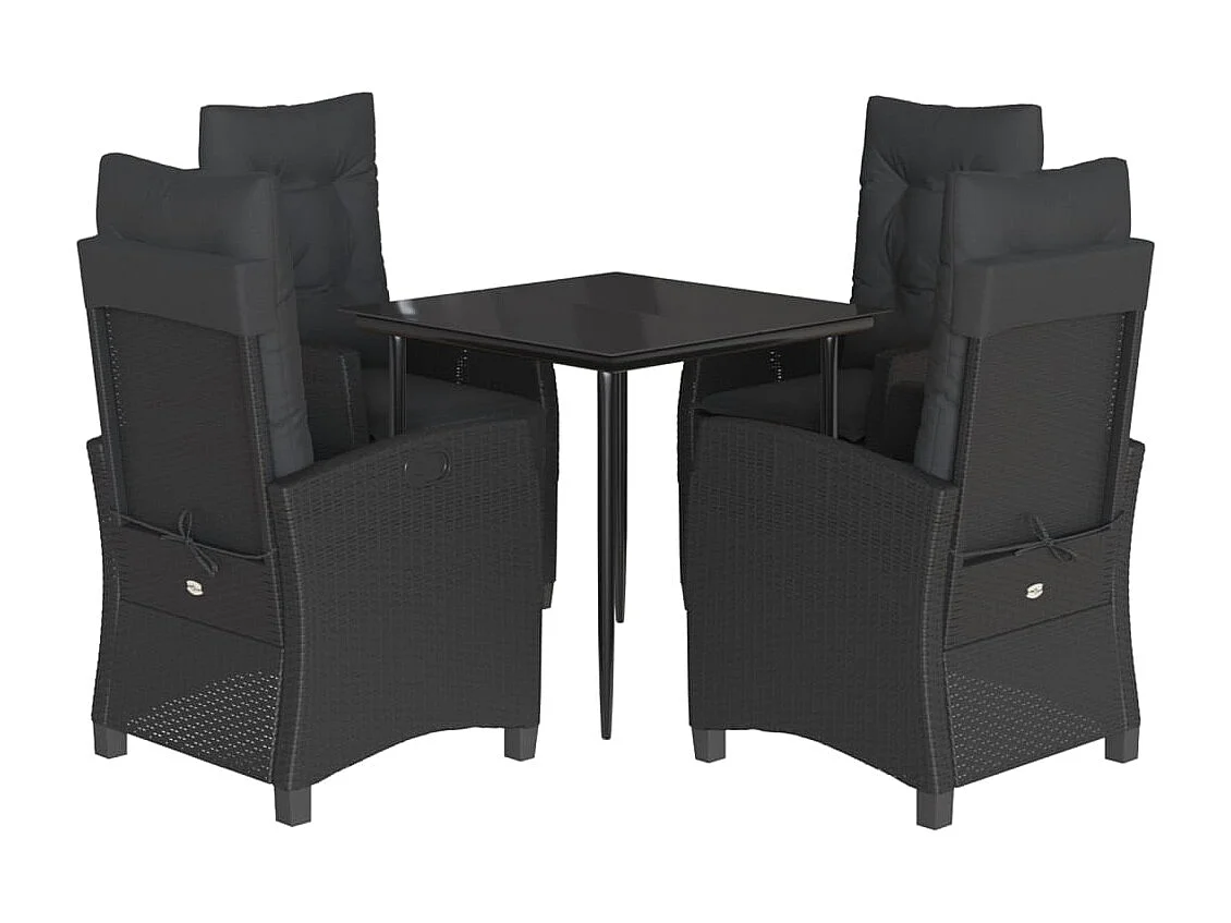 Derravon  5-delige Tuinset met kussens poly rattan zwart