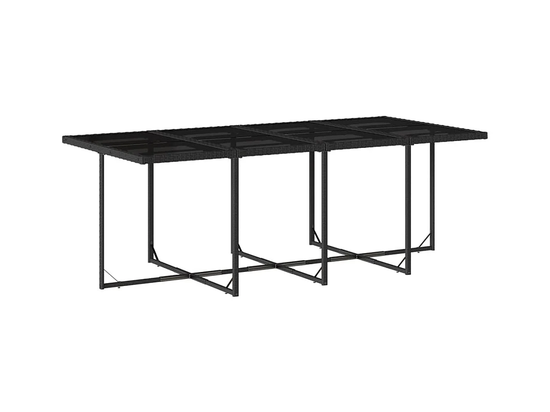 Sharif  Ensemble à manger de jardin 9pcs coussins noir résine tressée