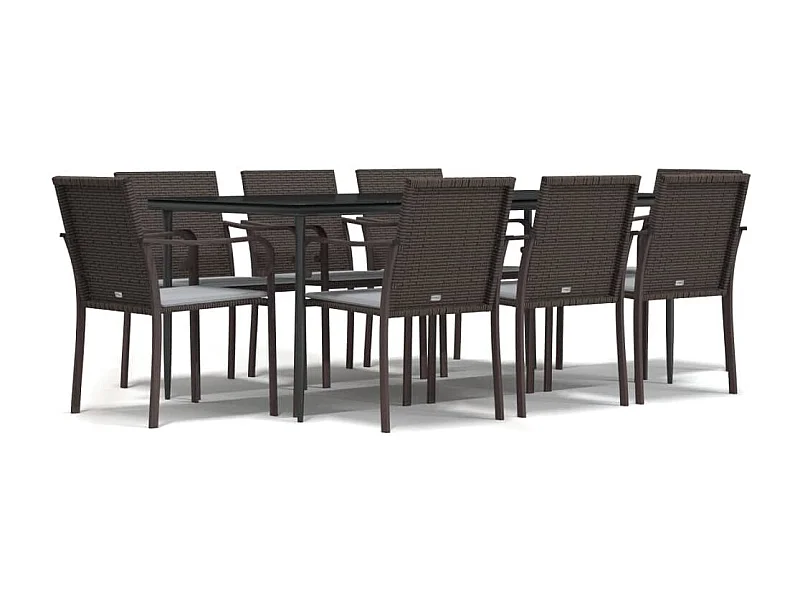 Tholen  9-delige Tuinset met kussens poly rattan en staal