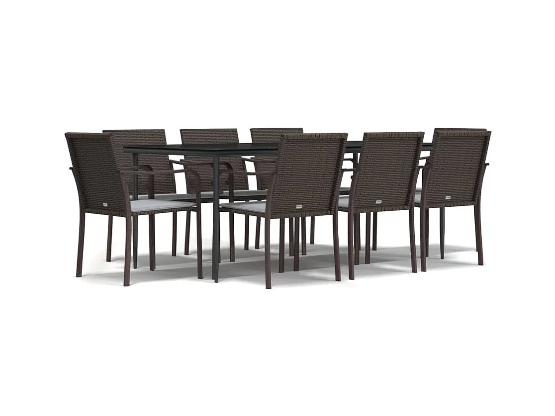 Tholen  9-delige Tuinset met kussens poly rattan en staal
