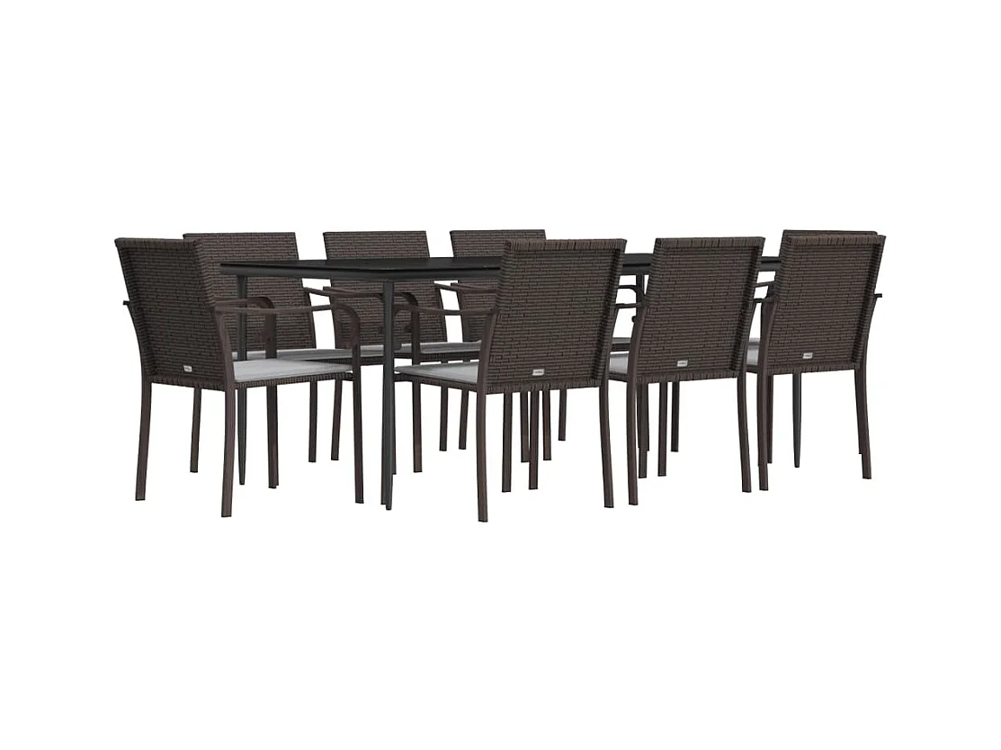 Tholen  9-delige Tuinset met kussens poly rattan en staal