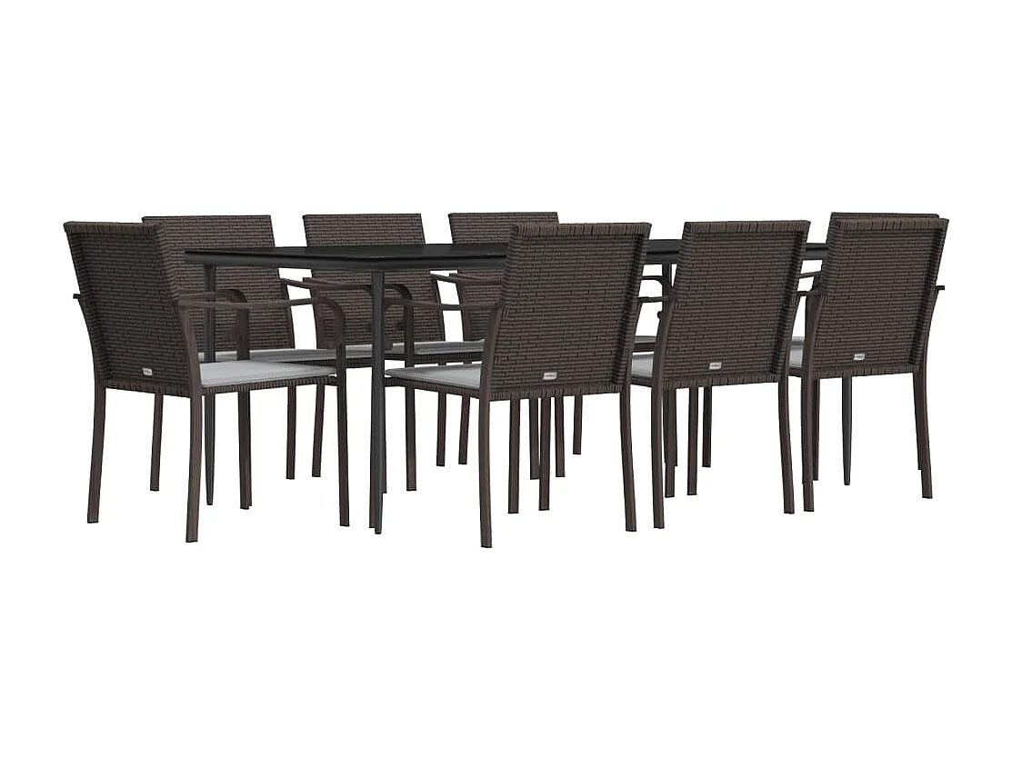 Tholen  Ensemble à manger de jardin 9 pcs coussins résine tressée acier