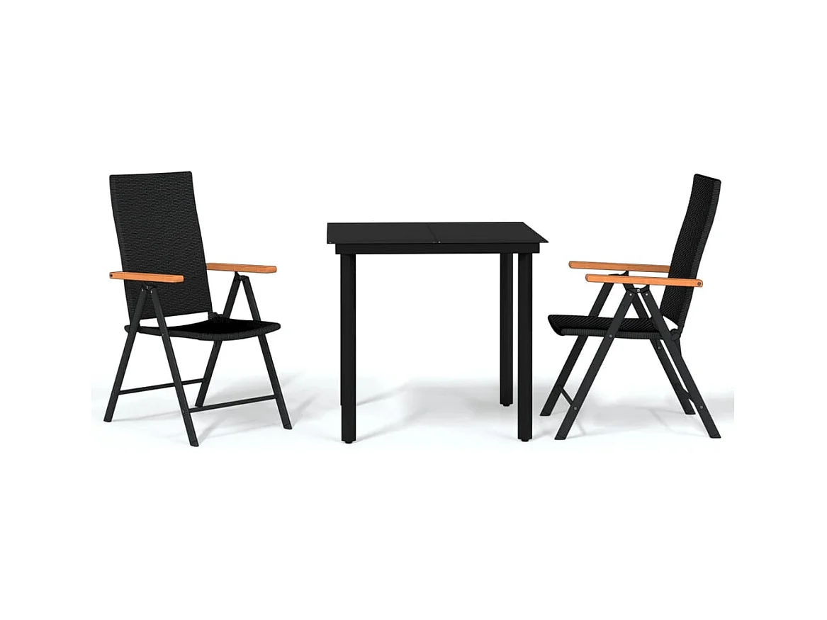 Raymond Clark  Juego de comedor de jardín 3 piezas negro