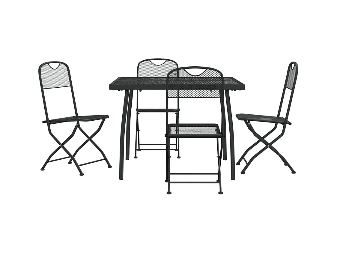 Luan  Ensemble à manger de jardin 5 pcs anthracite métal maille