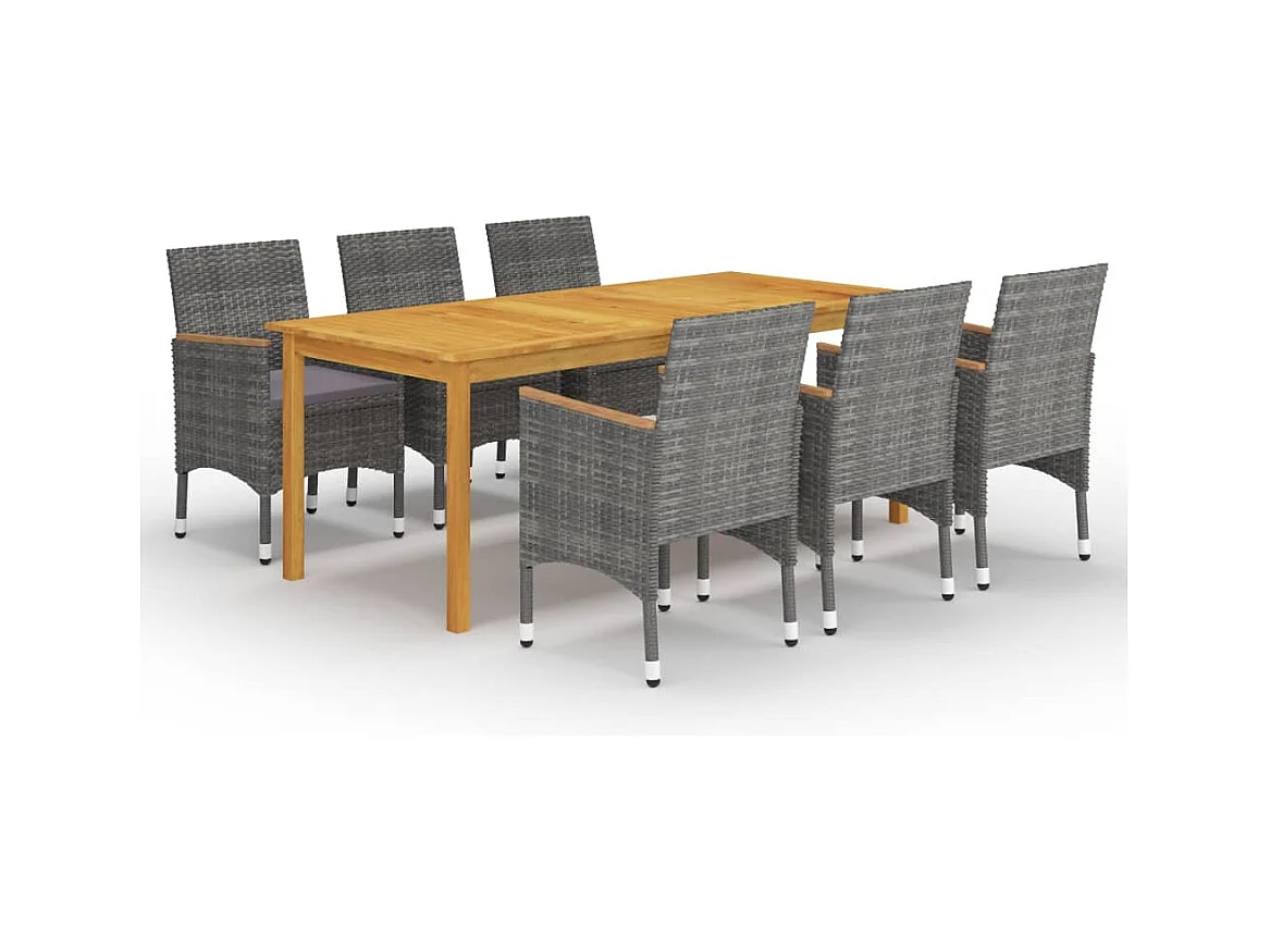 Qilren  Ensemble à manger de jardin 7 pcs Gris