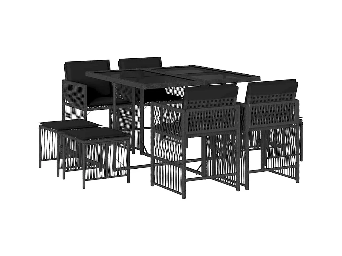 Laura Lucía  9-delige Tuinset poly rattan zwart