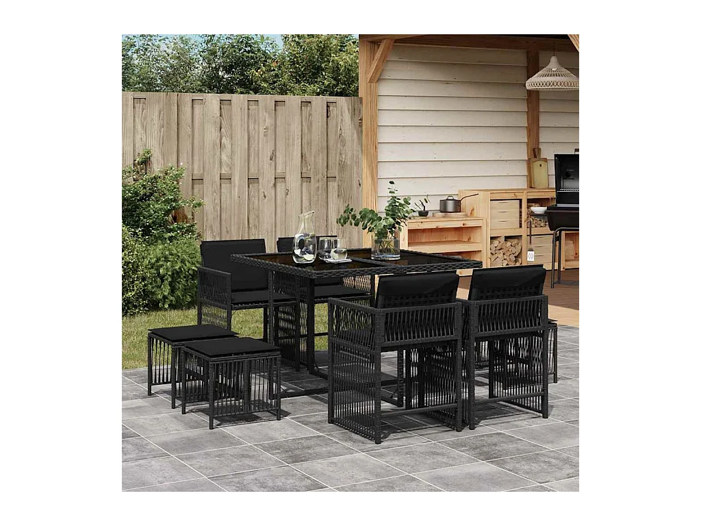 Laura Lucía  9-delige Tuinset poly rattan zwart