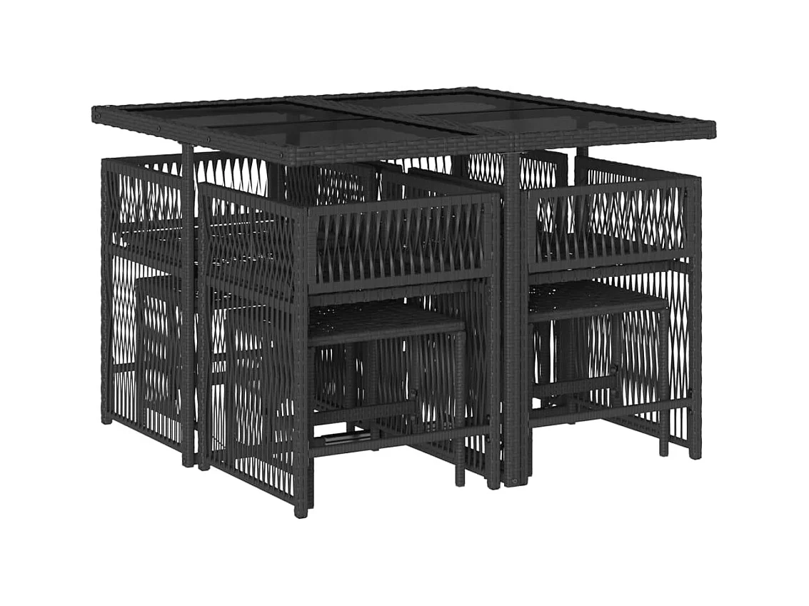 Laura Lucía  9-delige Tuinset poly rattan zwart