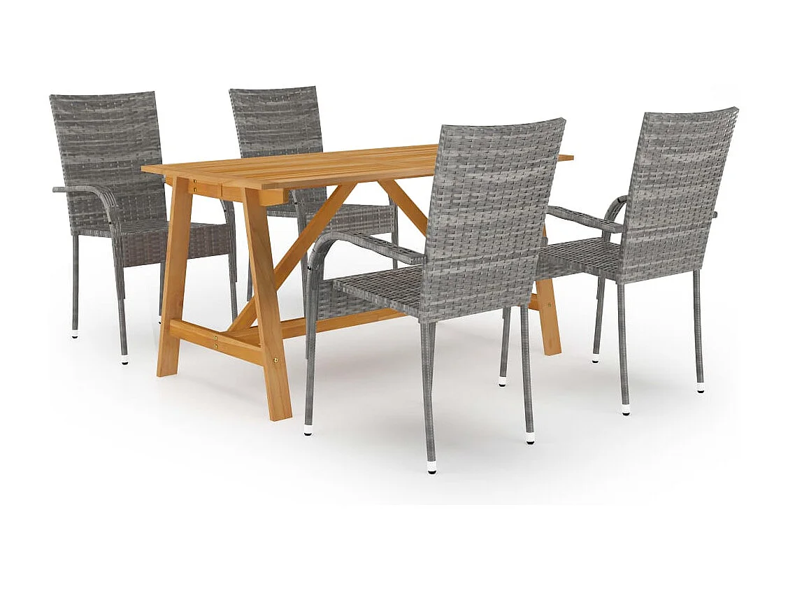 Marc-Félix  Juego de comedor para jardín 5 piezas gris