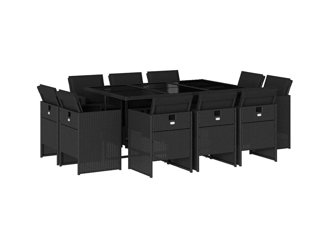 Jeroen  11-delige Tuinset met kussens poly rattan zwart