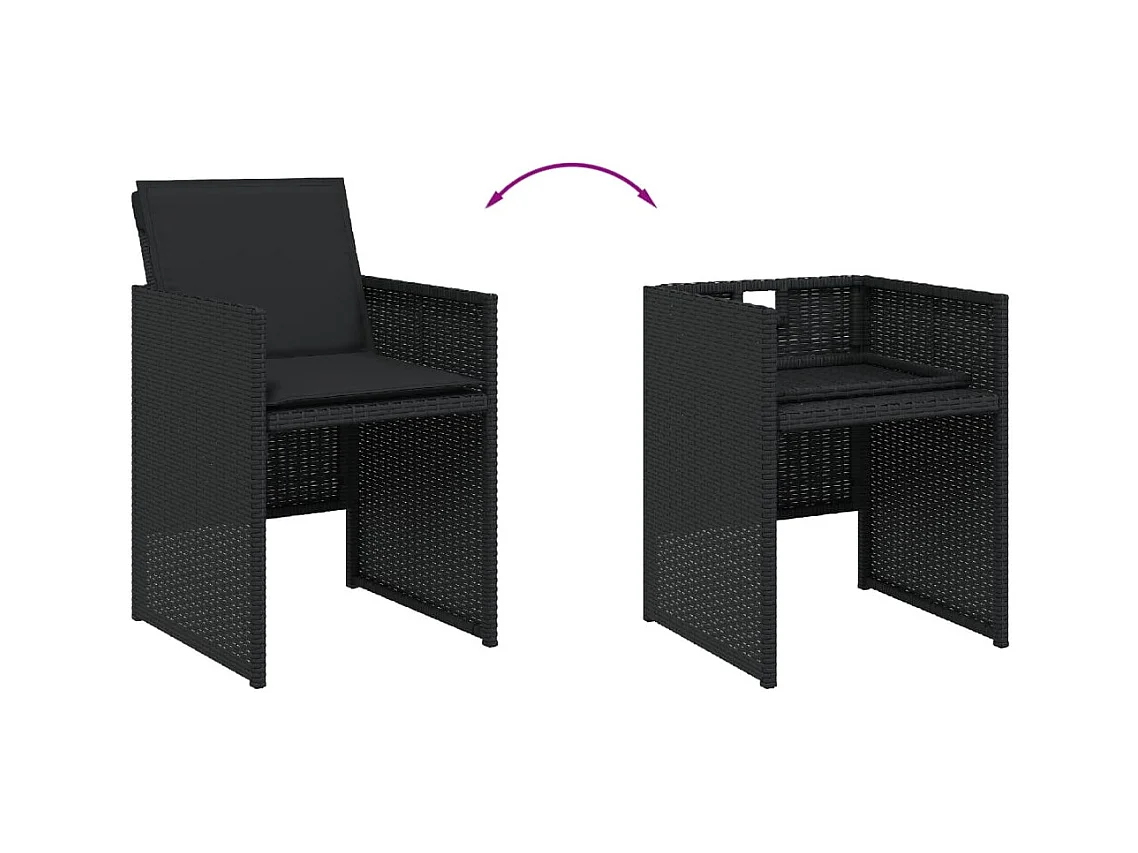 Jeroen  11-delige Tuinset met kussens poly rattan zwart