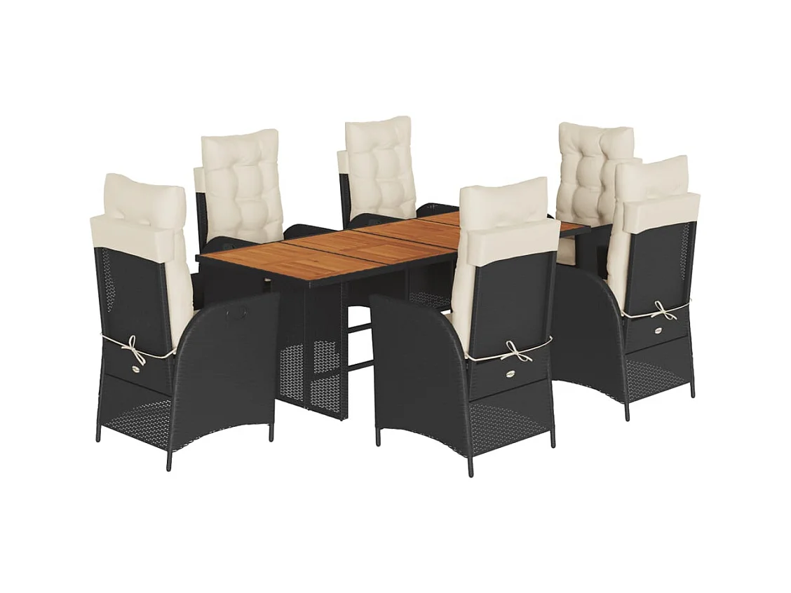 La Palma  7-delige Tuinset met kussens poly rattan zwart