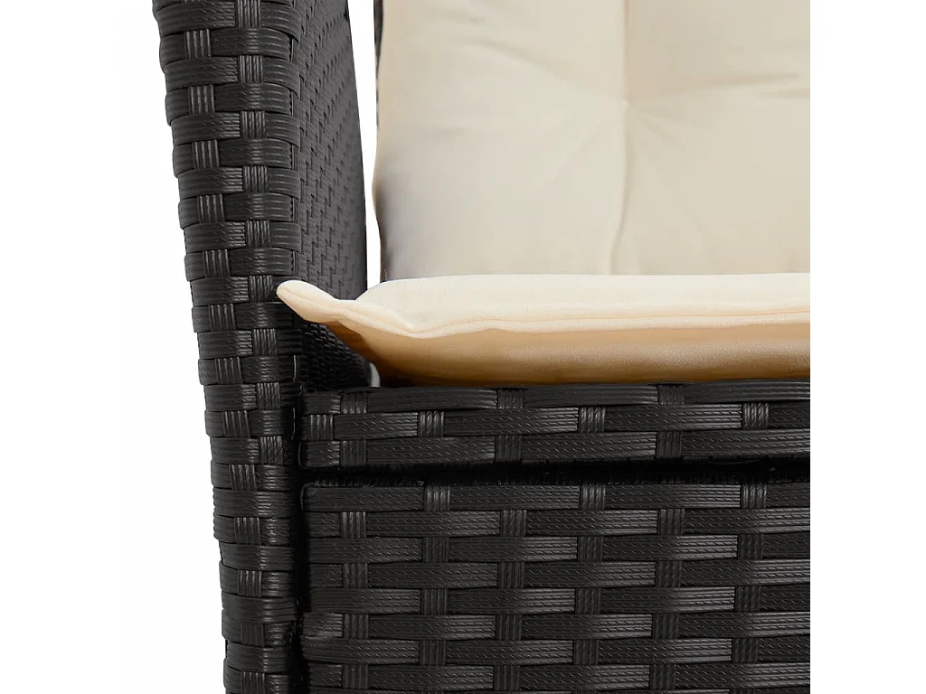 La Palma  Ensemble à manger de jardin coussins 7pcs Noir Résine tressée