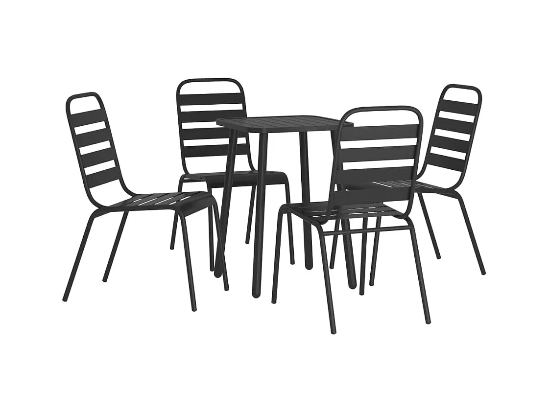 Adrien-Claude  Ensemble à manger de jardin 5 pcs anthracite acier