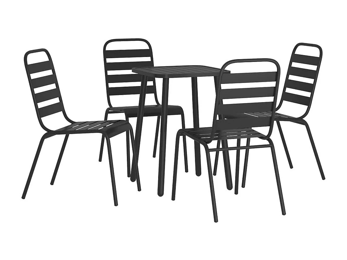 Adrien-Claude  Ensemble à manger de jardin 5 pcs anthracite acier