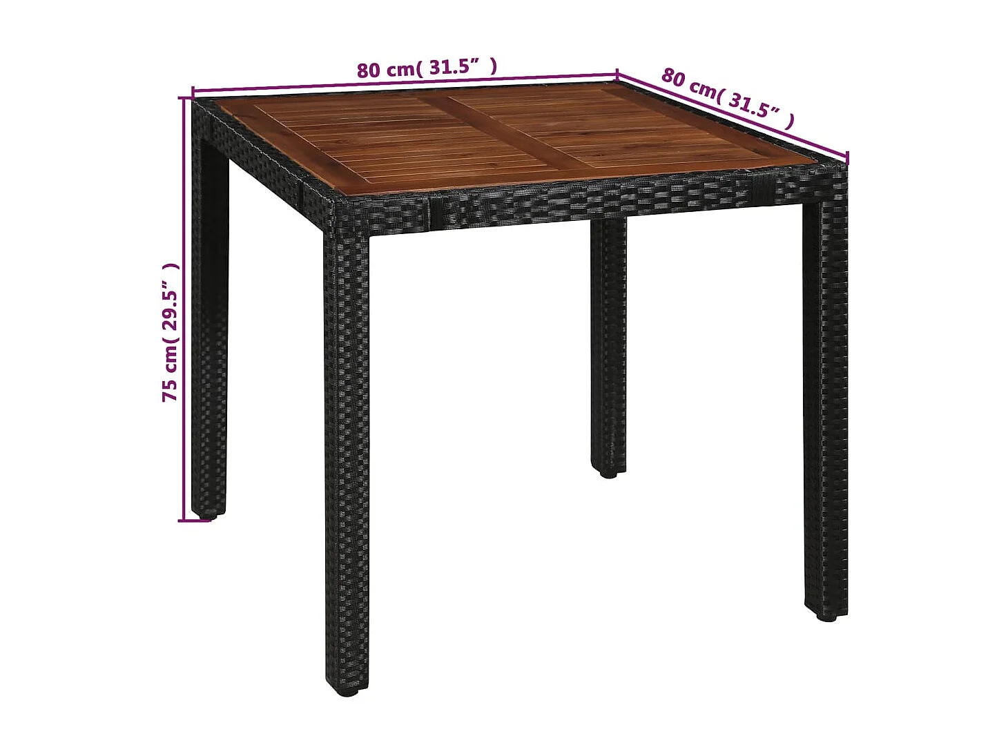 Irmelin  5-delige Tuinset poly rattan en acaciahout zwart