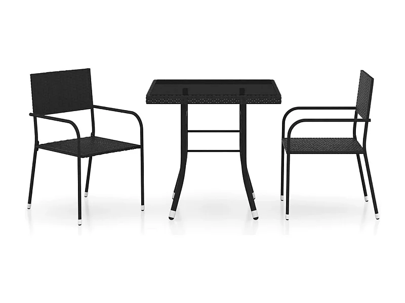 Sarif  3-delige Tuinset poly rattan zwart