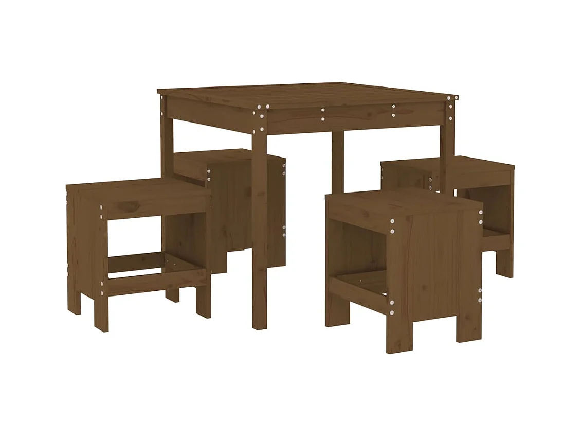 Vienna  Set de comedor de jardín 5 pzas madera maciza pino marrón miel
