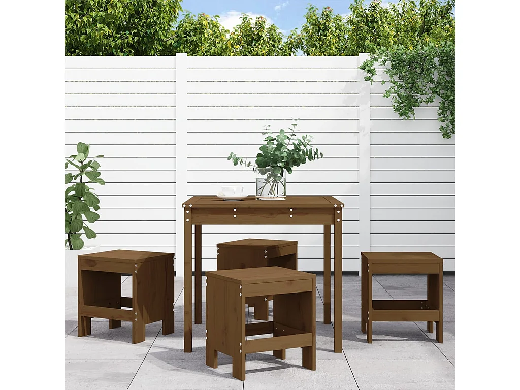Vienna  Ensemble à manger de jardin 5pcs marron miel bois pin massif