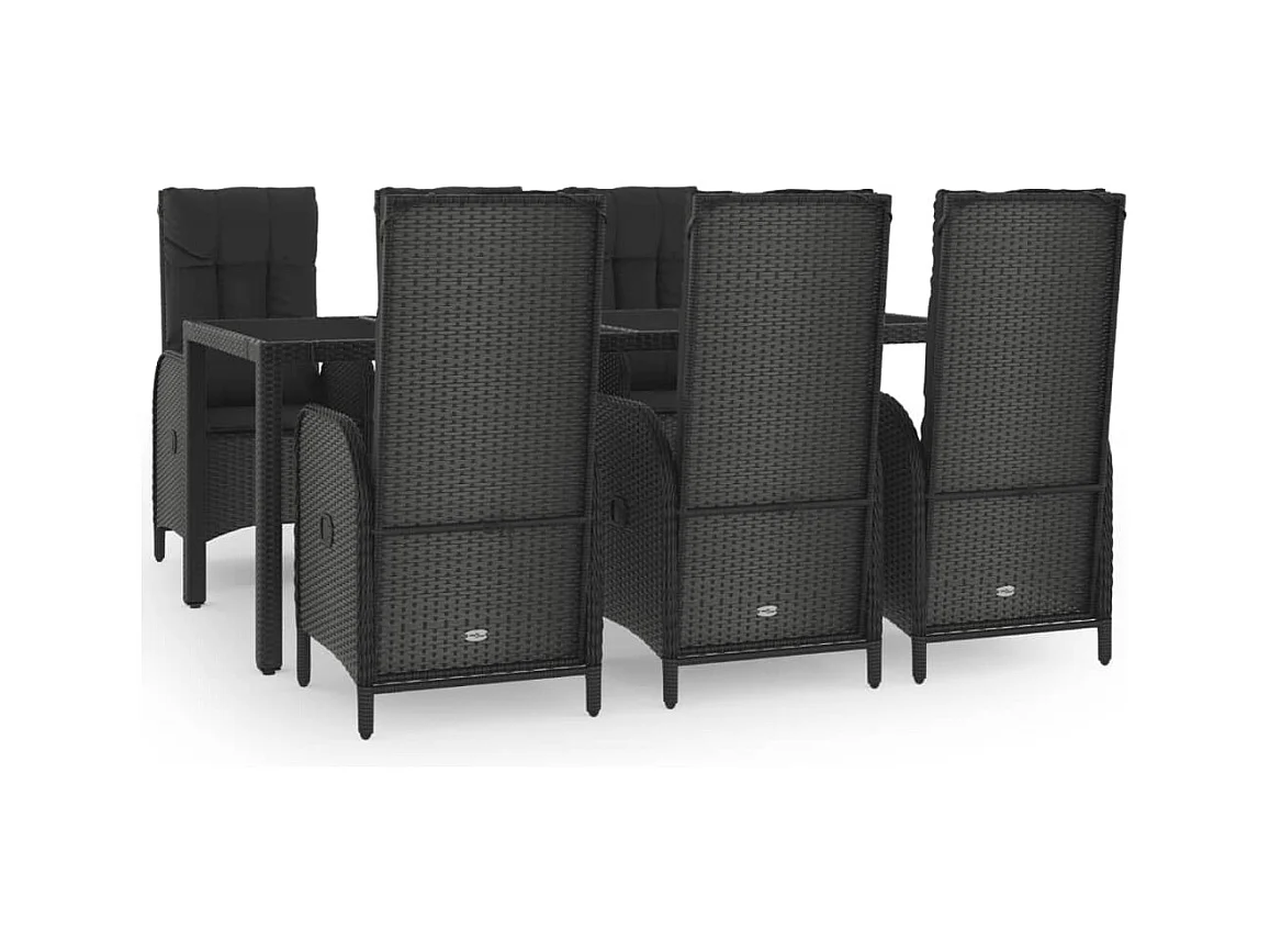 Cisternino  7-delige Tuinset met kussens poly rattan zwart en grijs