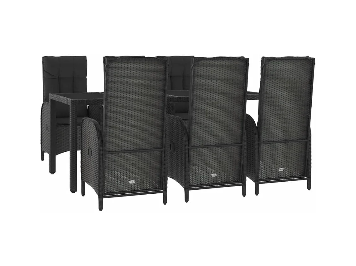 Cisternino  7-delige Tuinset met kussens poly rattan zwart en grijs