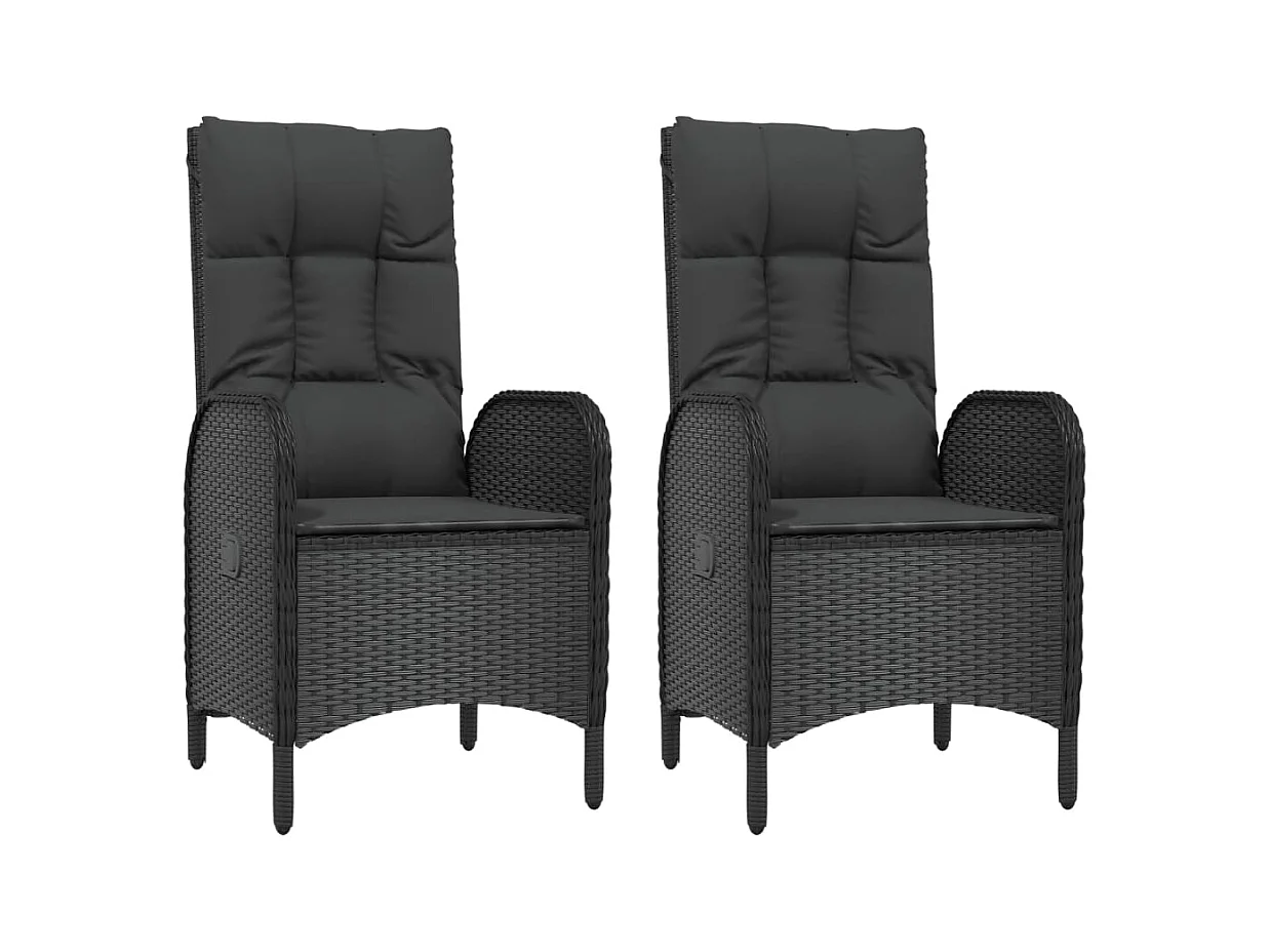 De Haan  Ensemble à manger de jardin coussins 5pcs Noir Résine tressée