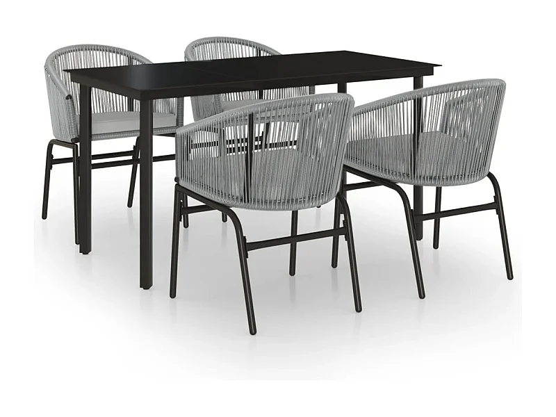 Florentin  Juego de comedor para jardín 5 piezas ratán sintético gris