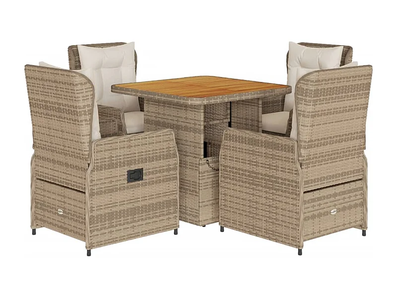 Coleville  Ensemble à manger de jardin avec coussins 5pcs Beige poly rotin