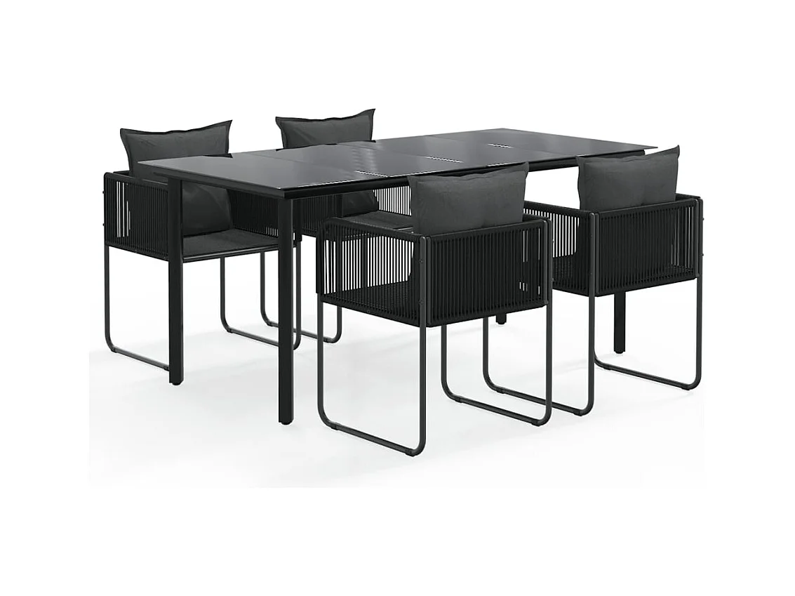 Scandicci  Ensemble à manger de jardin 5 pcs Noir