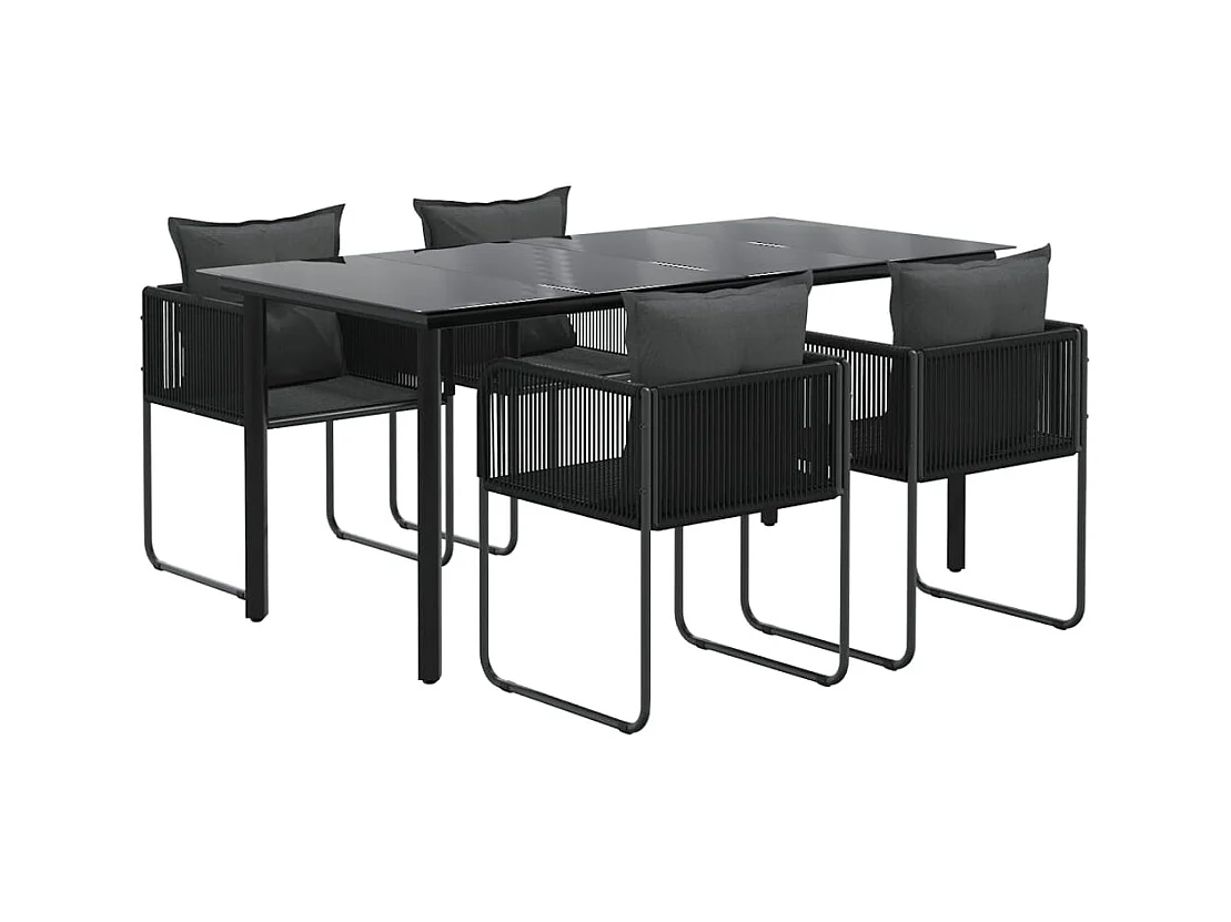 Scandicci  Ensemble à manger de jardin 5 pcs Noir