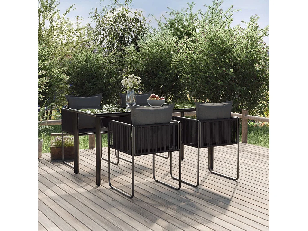 Scandicci  Ensemble à manger de jardin 5 pcs Noir