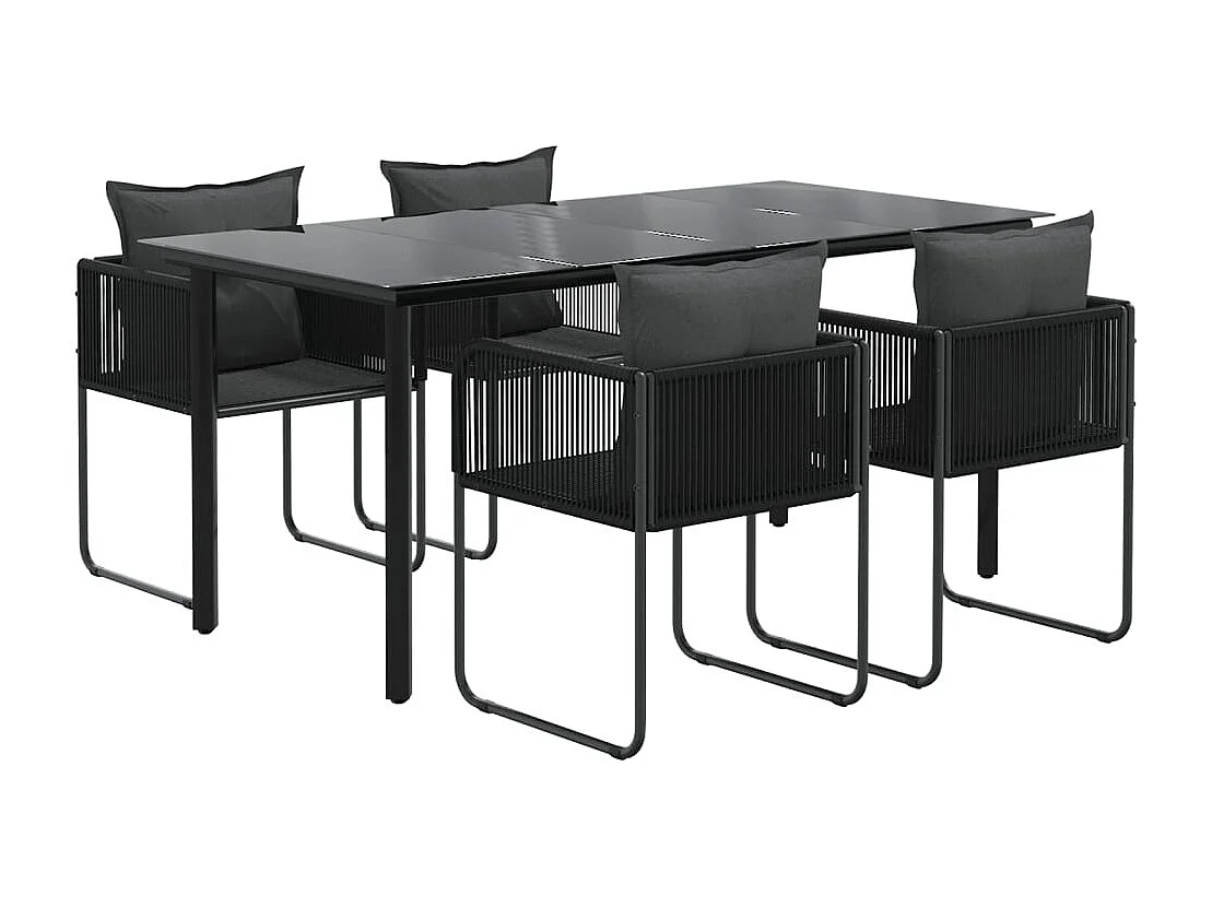 Scandicci  Ensemble à manger de jardin 5 pcs Noir