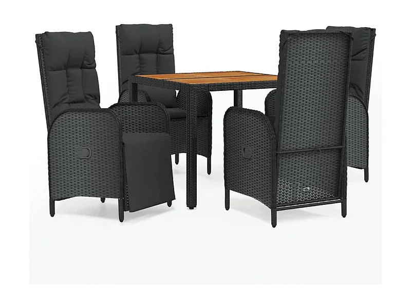 Afragola  5-delige Tuinset met kussens poly rattan zwart