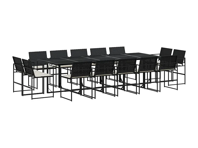 Warren  15-delige Tuinset met kussens poly rattan zwart