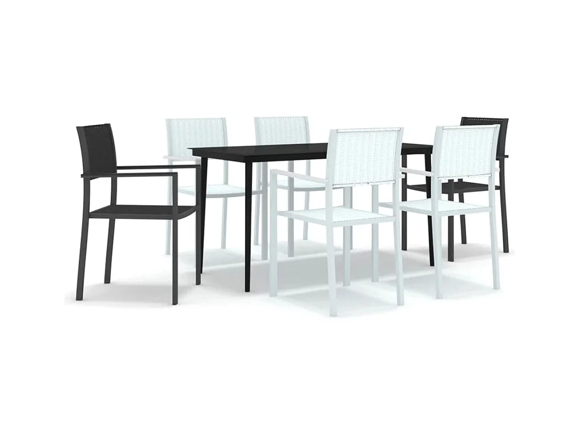 Vejby  Ensemble à manger de jardin 7 pcs Noir et blanc