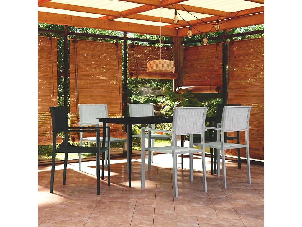 Vejby  Ensemble à manger de jardin 7 pcs Noir et blanc