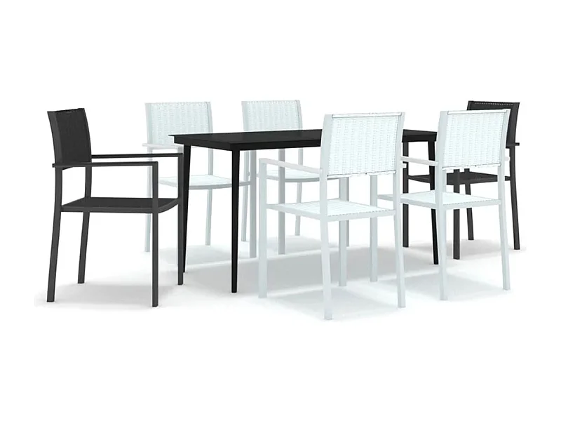 Vejby  7-delige Tuinset zwart en wit